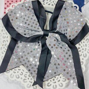 Sequin Bow (Navy blue with silver sequin)